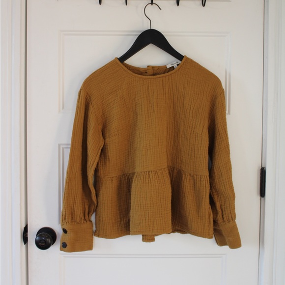 Madewell Button Back Peplum Top - Picture 1 of 8